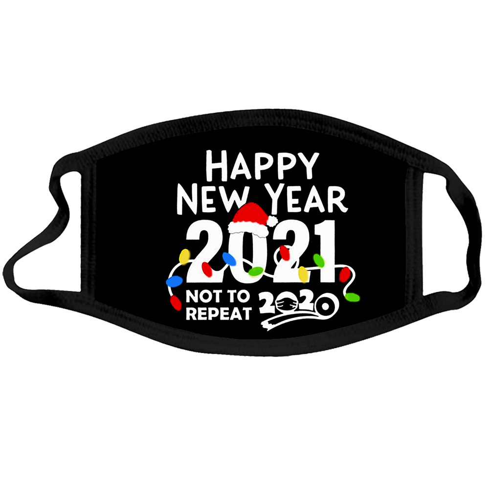 5PCS 2021 Happy New Year Mouth Cover Cotton Adult Cloth Mask Custom Water Washing Cotton Mask Happy New Year